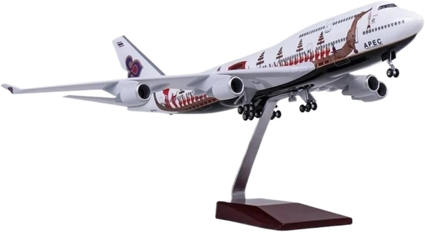 1 150 for Thai Airways Dragon Boat 747 B747 Diecast Resin Aircraft Airplane Model with Light Wheel Miniatures Set(with Light)