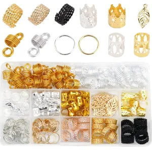 1 Box Dreadlock Alloy Set Hair Rings for Braids Hair Jewels for Braids Hair for Braids Hair Braid Rings Hair Decoration Dreadlocks Cuffs Hair Braids Beads Hair Extension Rings Tube