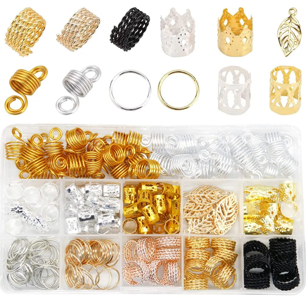 1 Box Dreadlock Alloy Set Hair Rings for Braids Hair Jewels for Braids Hair for Braids Hair Braid Rings Hair Decoration Dreadlocks Cuffs Hair Braids Beads Hair Extension Rings Tube