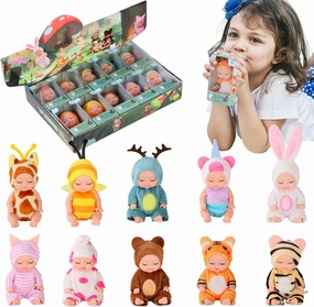 10 Pcs 4 Inch Mini Reborn Baby Dolls Set Cute Small Baby Doll with Handmade Animal Clothes - Baby Doll Giftbox Gifts for Girls Boys