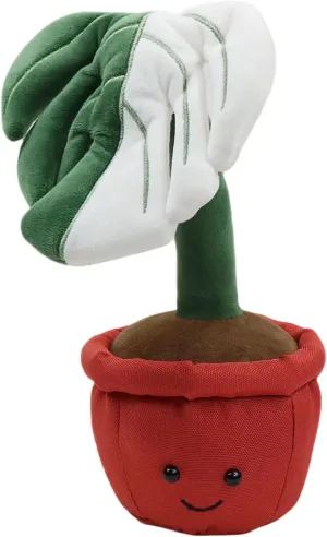 10inch Adorable Monstera Plush Amuseable Monstera Deliciosa Plushies Soft Stuffed Plant Doll Smile Face Potted Plant Doll for Home Decoration