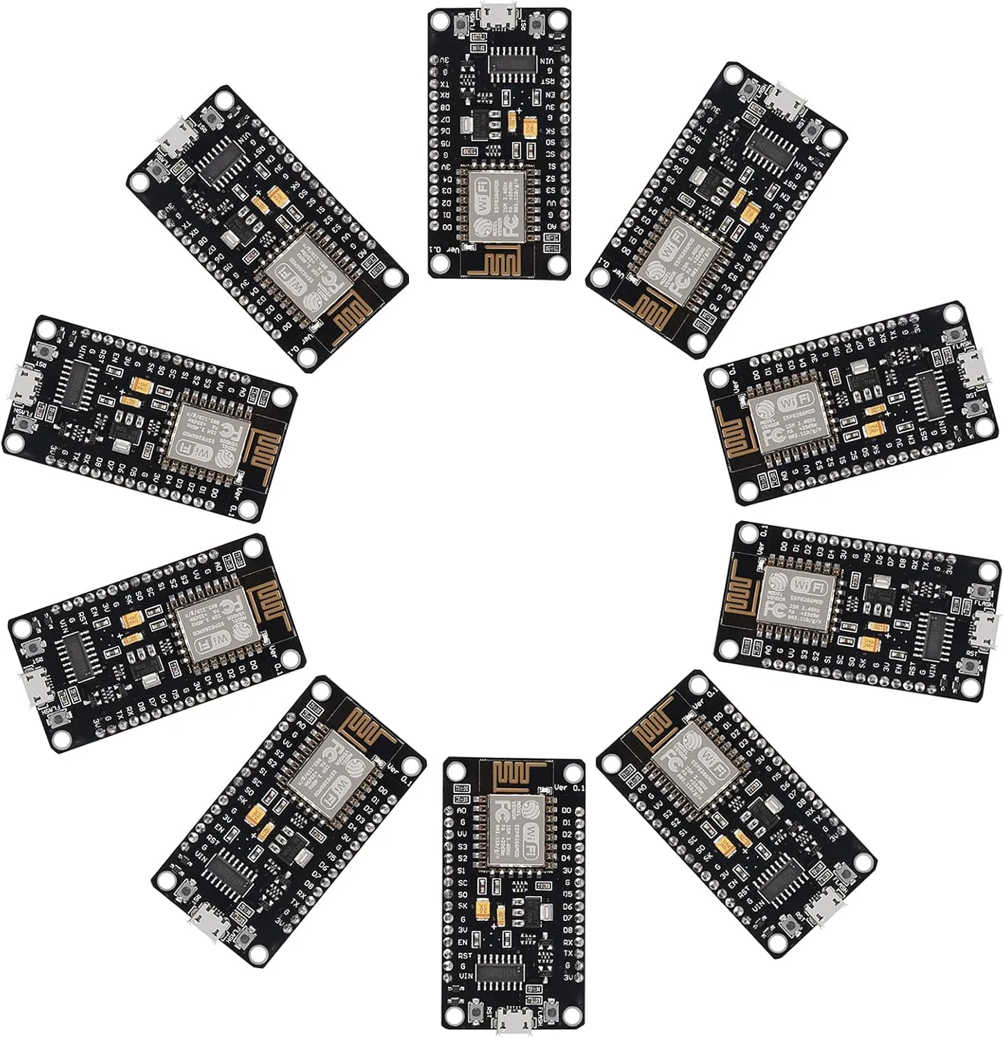 10PCS ESP8266 WiFi Development Internet Board NodeMCU LUA 4M Flash Serial Wireless Module CH340 Serial WiFi WLAN Communication Compatible with Board IDE/Micropython