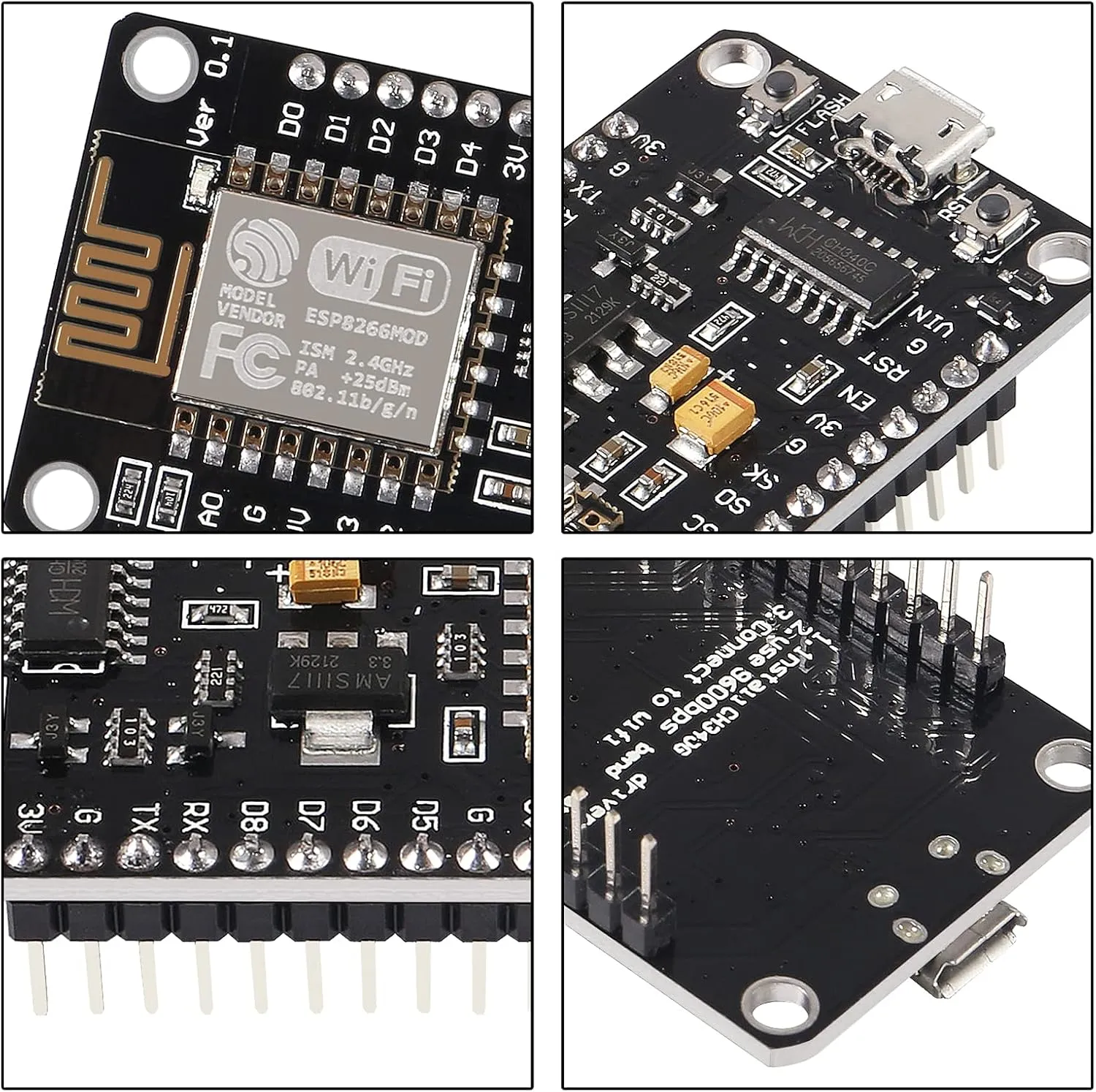 10PCS ESP8266 WiFi Development Internet Board NodeMCU LUA 4M Flash Serial Wireless Module CH340 Serial WiFi WLAN Communication Compatible with Board IDE/Micropython