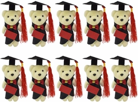 10Pcs Adorable Graduation Mini Bears Plush Bear Stuff Bear for Graduations DIY Flower Bouquet Floral Arrangement (White)