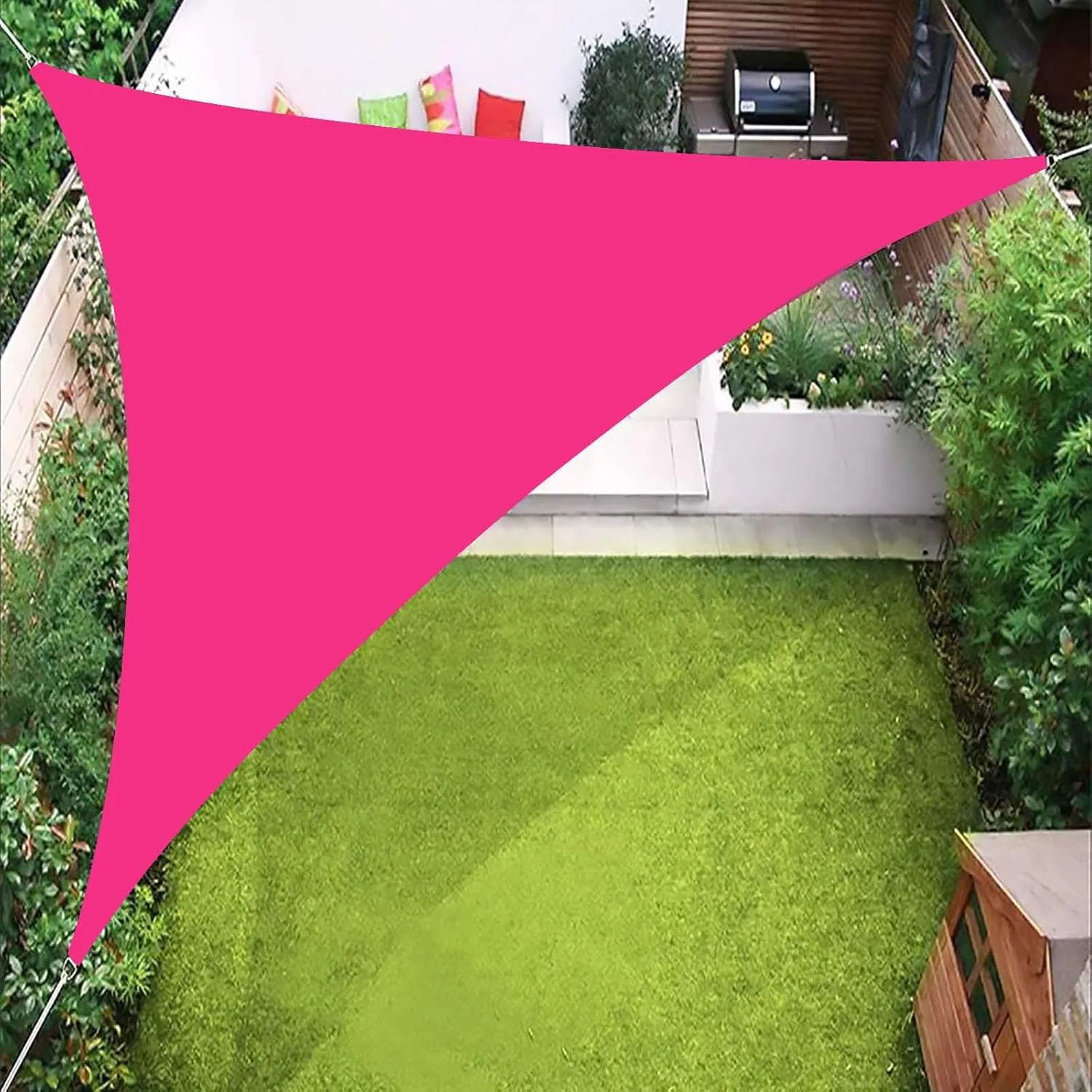 10'x10'x10',Waterproof Triangle Shade Sail with Hardware Kit, Pink Triangle Shade Sail Canopy,95% UV Block Sunshade Sail Cover for Garden, Backyard, Patio, Lawn, Pool, Outdoor Activities