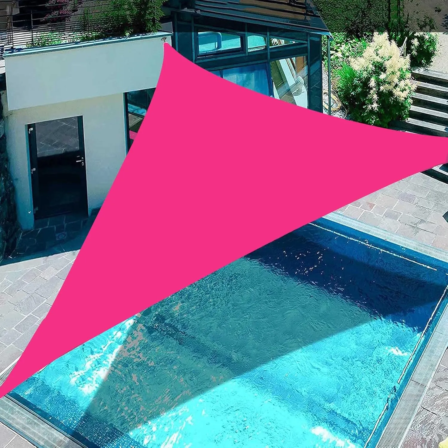 10'x10'x10',Waterproof Triangle Shade Sail with Hardware Kit, Pink Triangle Shade Sail Canopy,95% UV Block Sunshade Sail Cover for Garden, Backyard, Patio, Lawn, Pool, Outdoor Activities