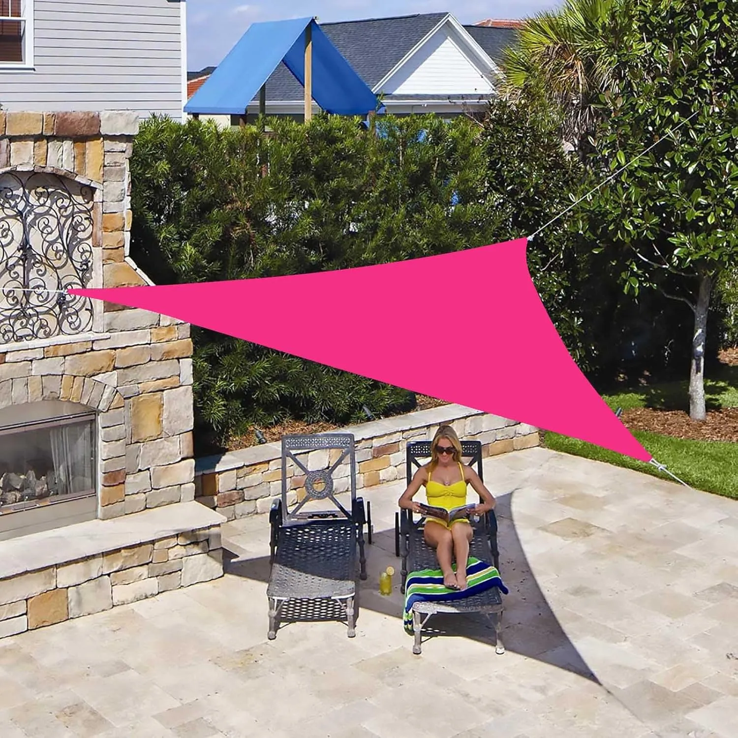 10'x10'x10',Waterproof Triangle Shade Sail with Hardware Kit, Pink Triangle Shade Sail Canopy,95% UV Block Sunshade Sail Cover for Garden, Backyard, Patio, Lawn, Pool, Outdoor Activities