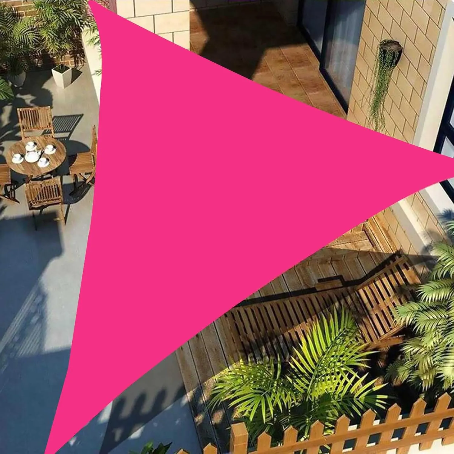 10'x10'x10',Waterproof Triangle Shade Sail with Hardware Kit, Pink Triangle Shade Sail Canopy,95% UV Block Sunshade Sail Cover for Garden, Backyard, Patio, Lawn, Pool, Outdoor Activities