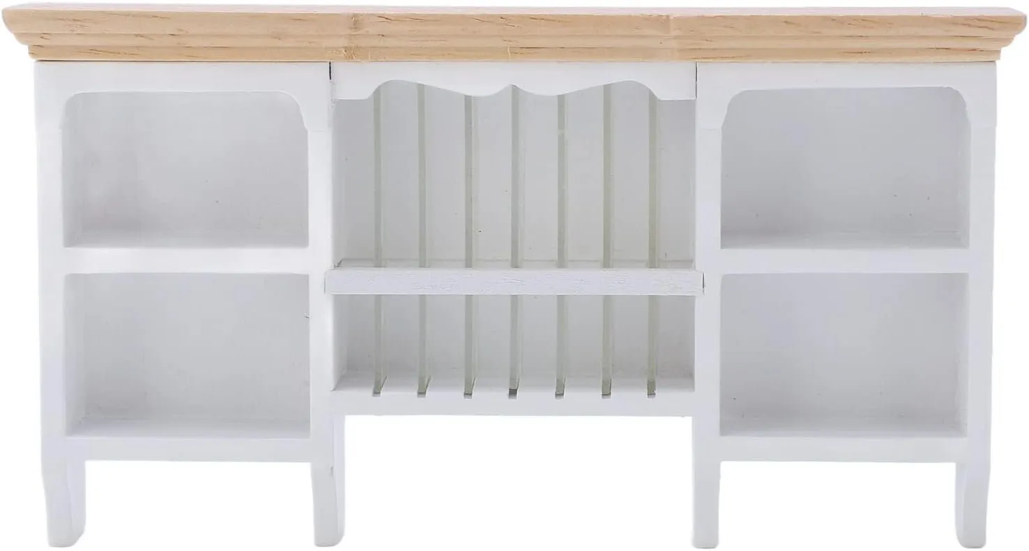 1/12 Miniatura Storage Cabinet Wall Mounted Hand Painted Dollhouse Cupboard Crafted Mini Shelf(White)