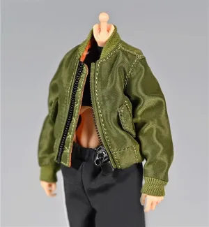 1/12 Scale Female Soldier Model Figure Doll Clothes Jacket Windbreaker for 6 Inch Movable Doll Action Figure，Doll Miniatures Accessories Doll(Green)