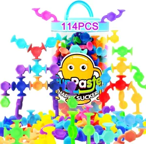 114pcs Suction Cup Bath Toys for Kids Toddlers Family Game - Preschool Learning Sensory Kindergarten Montessori Classroom Gift for Ages 3-8 - Bathtub Window Toys for Autism