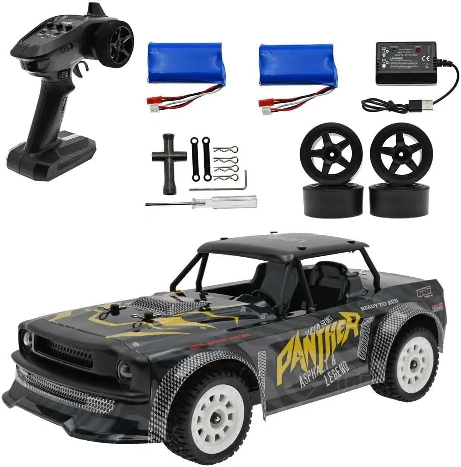 1/16 High Speed 4WD RC Rally Racing and Drift Car for Adults and Kids, 30KM/H On Road Remote Control Car RC Truck with 2 Batteries, 2.4Ghz RTR Vehicle RC Crawler with Lights