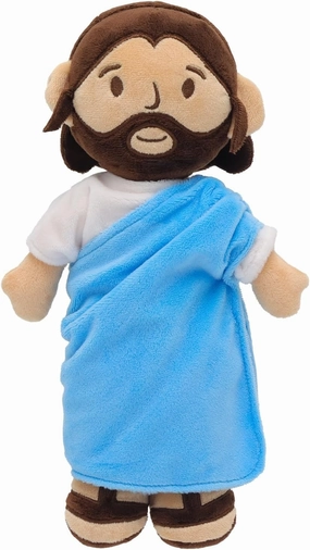 11.8inch Brown Jesus Plush Doll Guardian Stuffed Animal Baptism plushie Savior Toy Gifts for Church Sunday School Religious Easter Gift (Blue)