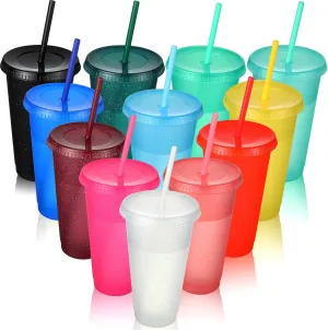 12 Packs Tumbler with Straw and Lid Water Bottle Reusable Cups Tumblers and Water Glasses Plastic Drinking Straw Tumbler Iced Coffee Travel Mug Cup for Parties Birthdays Adults (24 oz, Assorted Color)