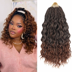 12 Inch Ocean Wave Crochet Hair 8 Packs - Synthetic Pre-Looped Deep Wavy Curly Braiding Hair for Black Women, Boho Style Hair Extensions (10inch,1B/30-8 Packs)