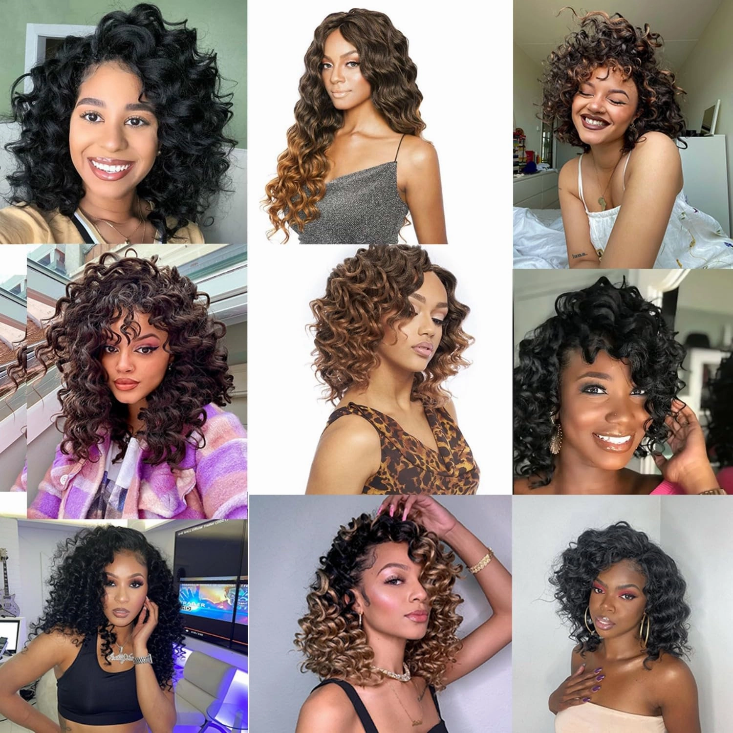 12 Inch Ocean Wave Crochet Hair 8 Packs - Synthetic Pre-Looped Deep Wavy Curly Braiding Hair for Black Women, Boho Style Hair Extensions (10inch,1B/30-8 Packs)