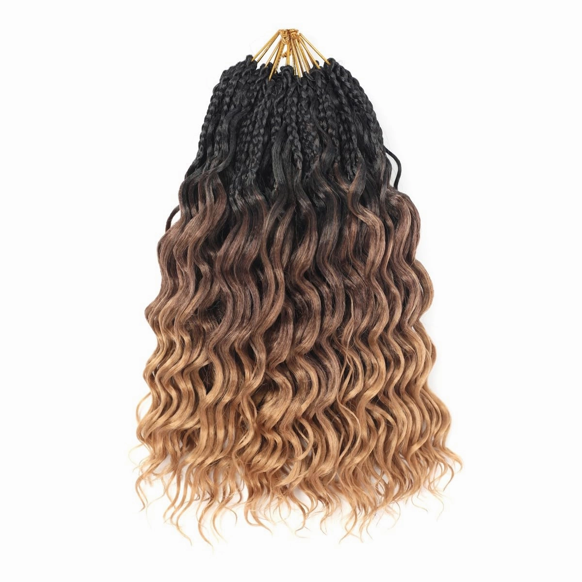 12 Inch Ocean Wave Crochet Hair 8 Packs - Synthetic Pre-Looped Deep Wavy Curly Braiding Hair for Black Women, Boho Style Hair Extensions (12inch,1B/30/27-8 Packs)