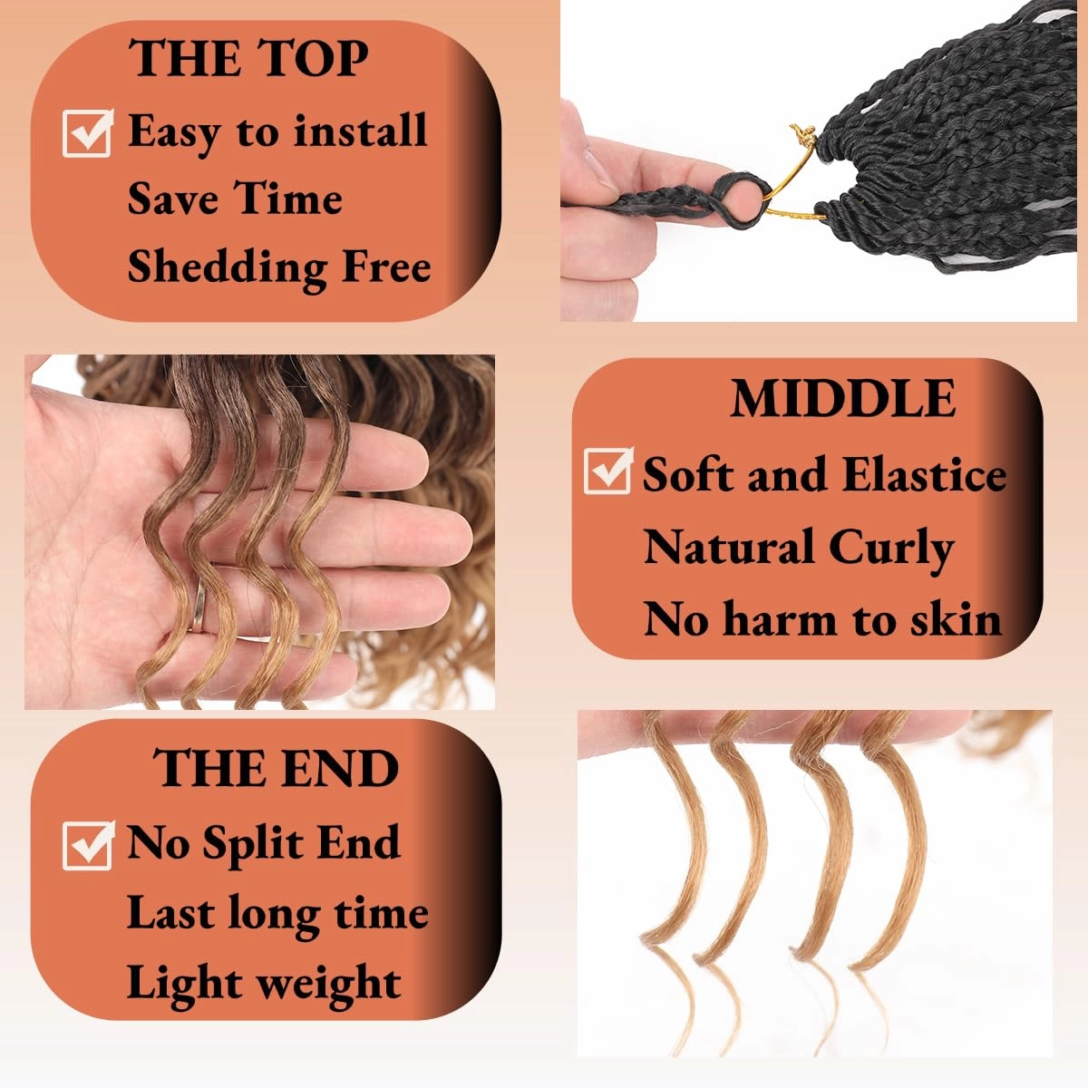 12 Inch Ocean Wave Crochet Hair 8 Packs - Synthetic Pre-Looped Deep Wavy Curly Braiding Hair for Black Women, Boho Style Hair Extensions (12inch,1B/30/27-8 Packs)