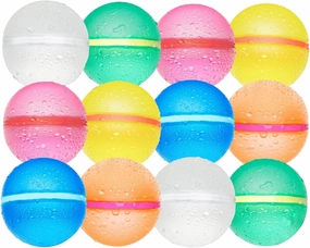 12 Pack Reusable Water Balloons For Kids, Summer Pool Beach Party Game Toys for Boys and Girls, Quick Fill Splash Balls Bomb Supplies Outdoor Activities