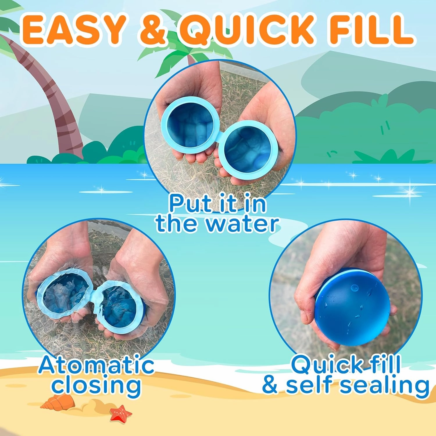 12 Pack Reusable Water Balloons For Kids, Summer Pool Beach Party Game Toys for Boys and Girls, Quick Fill Splash Balls Bomb Supplies Outdoor Activities