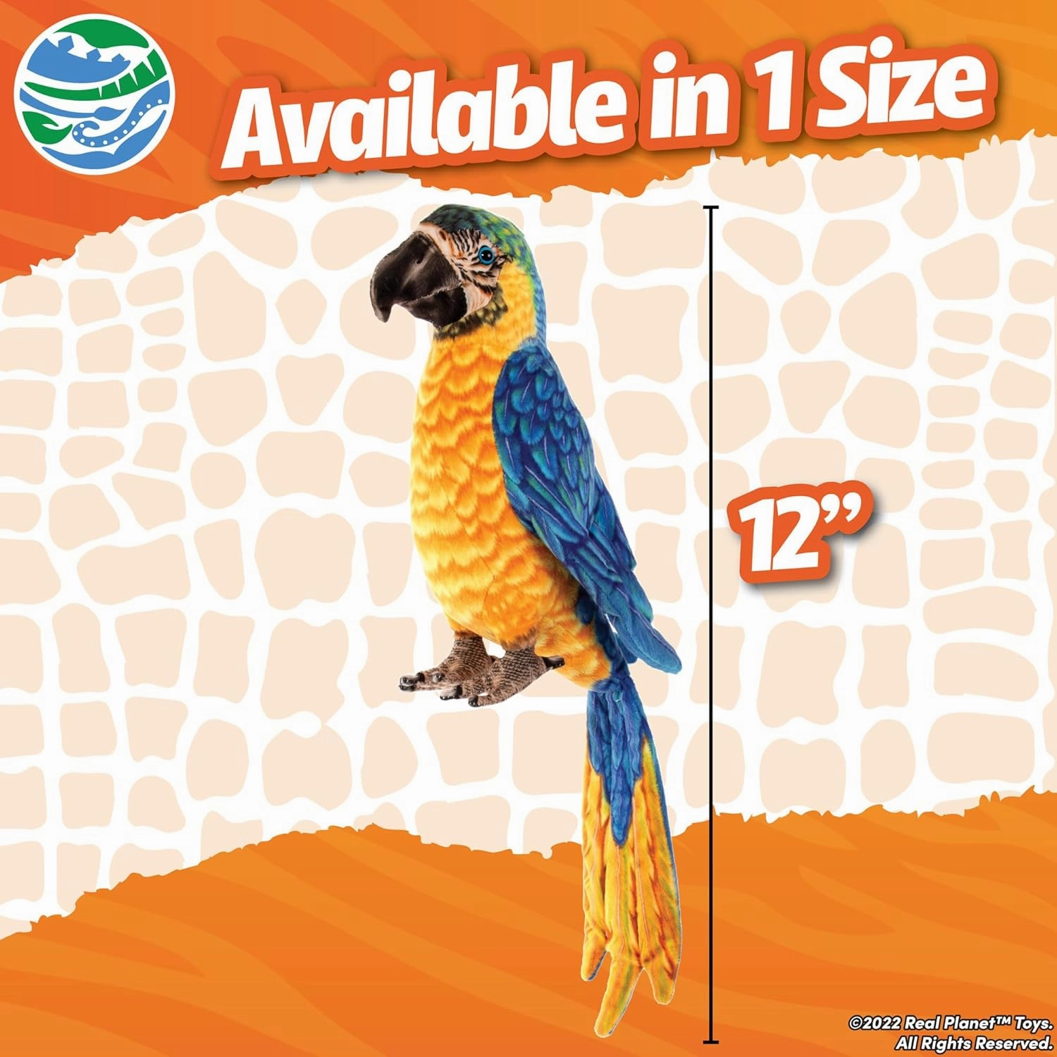 12" Parrot Stuffed Animal - Plush Parrot Stuffed Animals for Kids, Soft and Realistic Parrot Pirate Accessories, Cute Plushie Rainforest Animals (Blue/Yellow)