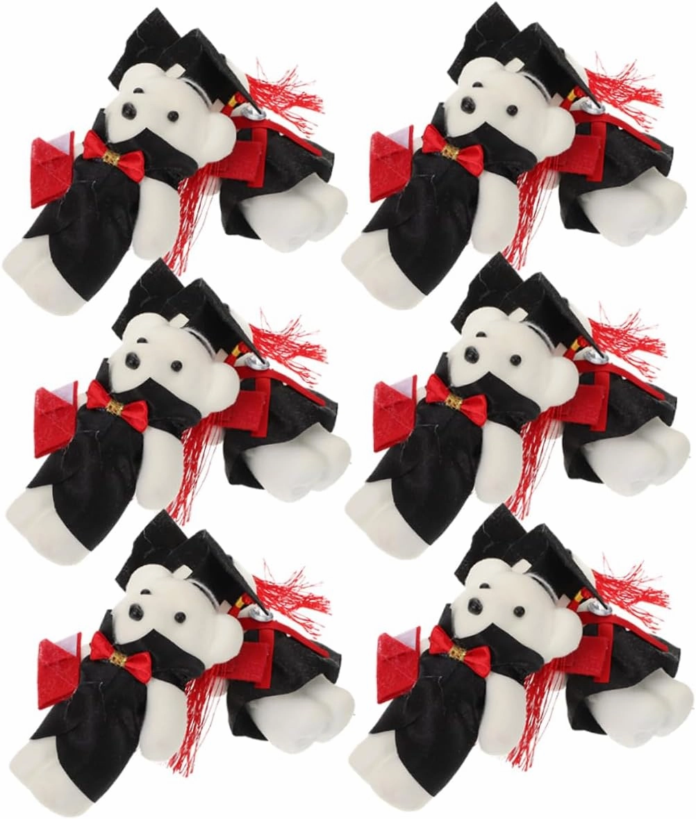 12Pcs Graduation Bear Bouquet DIY Decorations Cute Plush Bears with Graduation Caps for Celebrations Events and Keepsakes Bear Figurines for Graduates
