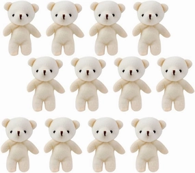 12Pcs Mini Plush Bear Figurines - Adorable Tiny Bears for DIY Keychain, Graduation, Birthday Party Favor, Light Yellow, 4.33 * 3.14 * 0.78 Inch