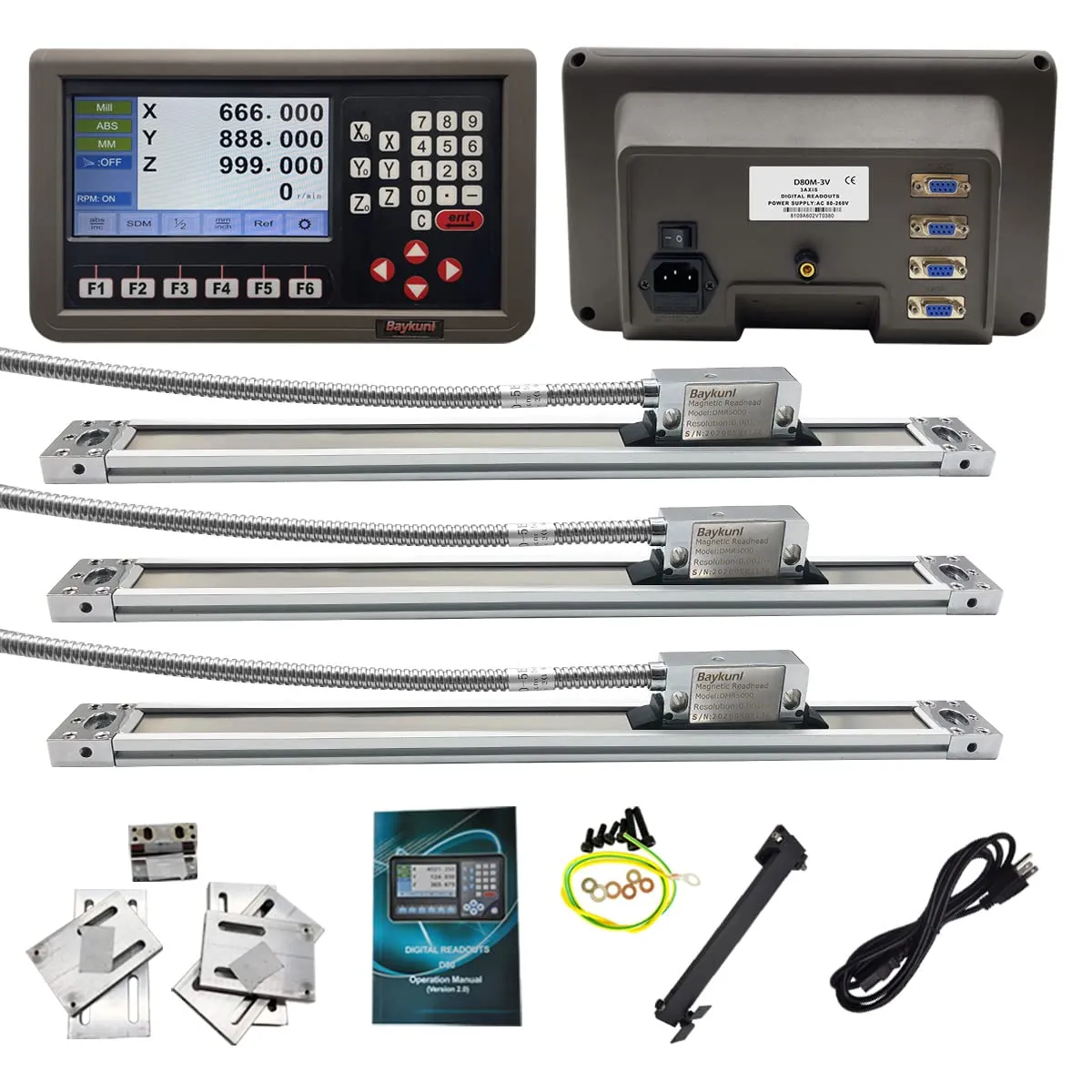 12" x 30" x 16" 3 Axis DRO Digital Readout for Mill DRO Magnetic Scale Encoder Milling Machine 320mm 770mm 420mm Tool IP67 Sealing Protection