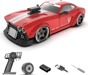 1/32 Scale RC Drift Car, 2.4G 4WD Full-Proportional Control RC Sport Car with Gyro Stabilization & LED Lights, RC Racing Toy for Hobbyist