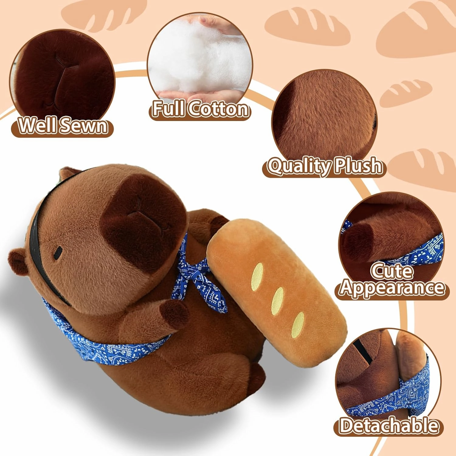13.2" Kawaii Capybara Plush Ultra Soft Adorable Capybara Stuffed Animal, Huggable Capybara Toy Gift for Kids, Girls, Boys