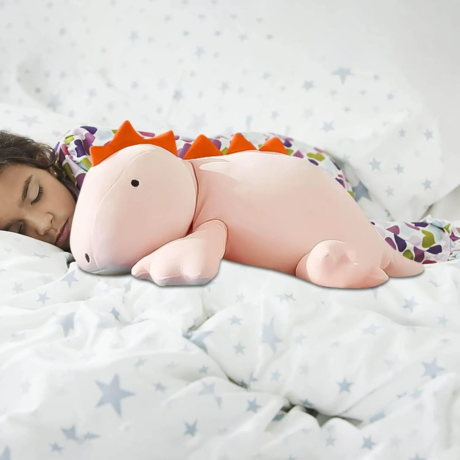 1.4 LB Weighted Stuffed Stegosaurus Animals Plush - 16 Inch Squished Long Dinosaur Jumbo Pillow - Kawaii Plushies Hugging Toy Gifts for Kids - Soft Pink Dino Stuffed Animal Toy (Stegosaurus)