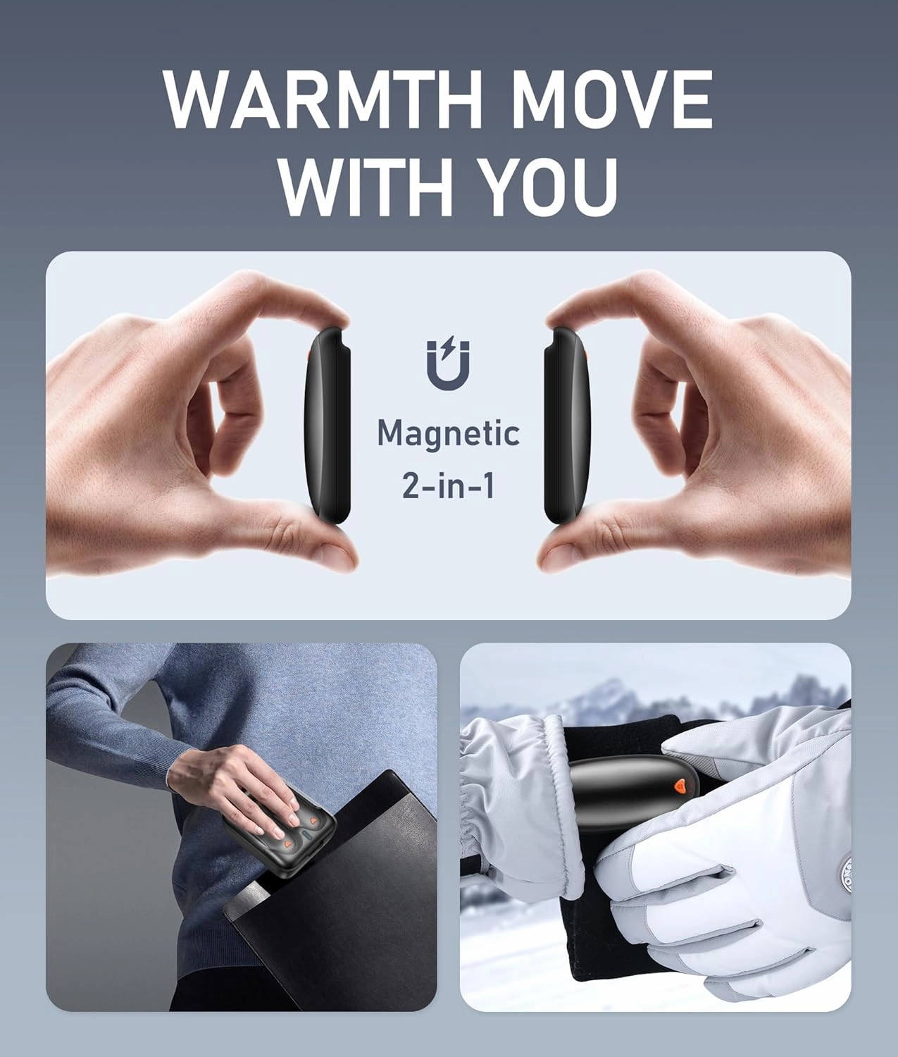 14000 mAh Hand Warmers Rechargeable 2 Pack, AI Hand Warmer with Charging Case Last 60H, 1S Fast Heat, Portable Electric Pocket Heater, Golf Hunting Camping Hiking