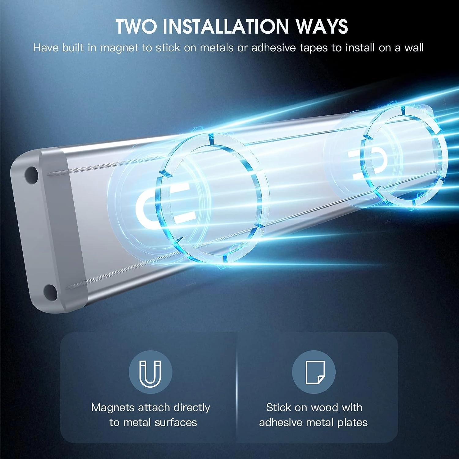 14.7inch Under Cabinet Lighting, 2 Pack Rechargeable Motion Sensor Light Indoor, 5 Levels Dimmable Magnetic Closet Lights, Wireless Under Counter Lights for Kitchen, Stairs,Hallway