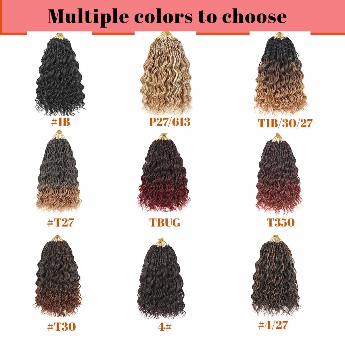 14 Inch Ocean Wave Crochet Hair 8 Packs - Synthetic Pre-Looped Deep Wavy Curly Braiding Hair for Black Women, Boho Style Hair Extensions (14inch,1B - 8 Packs)