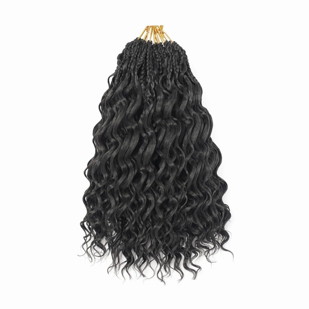 14 Inch Ocean Wave Crochet Hair 8 Packs - Synthetic Pre-Looped Deep Wavy Curly Braiding Hair for Black Women, Boho Style Hair Extensions (14inch,1B - 8 Packs)