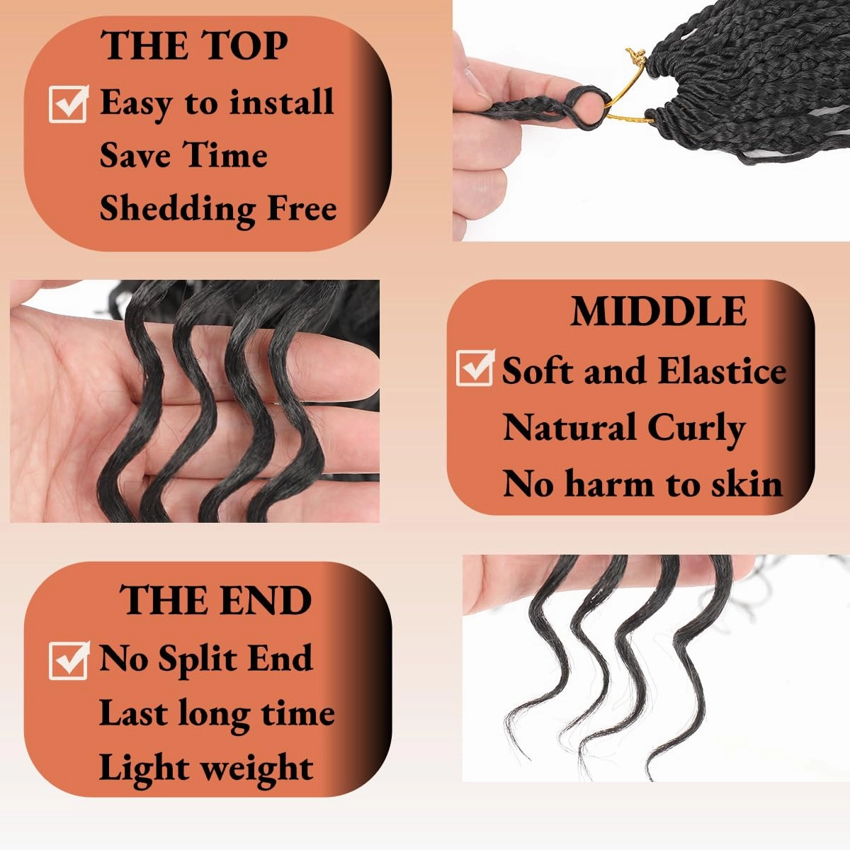 14 Inch Ocean Wave Crochet Hair 8 Packs - Synthetic Pre-Looped Deep Wavy Curly Braiding Hair for Black Women, Boho Style Hair Extensions (14inch,1B - 8 Packs)