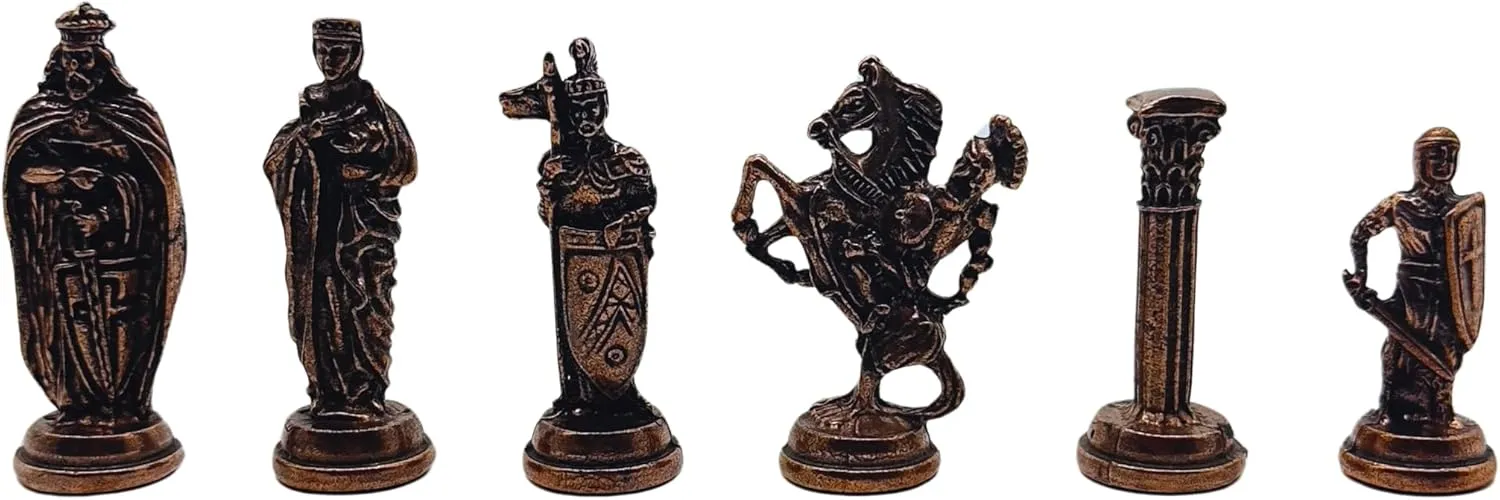 15’’ Handmade Chess Set with British Army Metal Chess Pieces, Luxury Storage Chess Board, for All Ages, Ideal for Father, (Walnut)