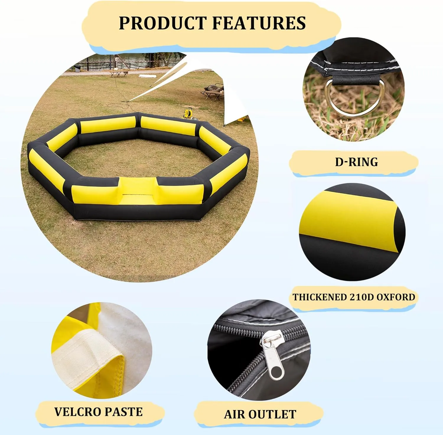 15FT Gaga Ball Pit Inflatable with Built-in Air Blower,Portable Gaga Court,Easy to Set up,Game for Outdoor School Family Activities Family Summer Camp Activity