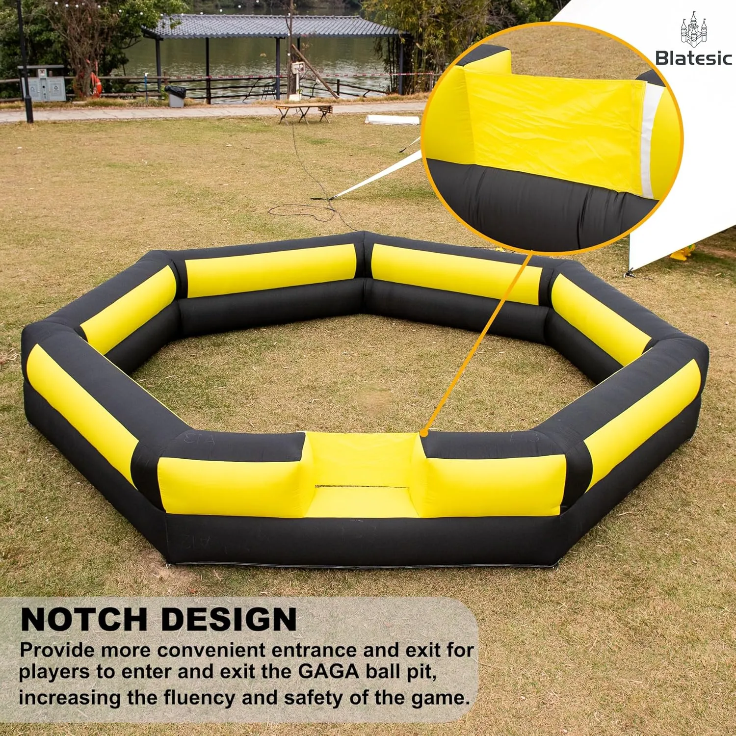 15FT Gaga Ball Pit Inflatable with Built-in Air Blower,Portable Gaga Court,Easy to Set up,Game for Outdoor School Family Activities Family Summer Camp Activity