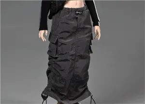 1/6 Scale Female Soldier Model Figure Doll Cargo Skirt Casual Long Skirt for 12 Inch Movable Doll Action Figure Accessories Doll(Gray)