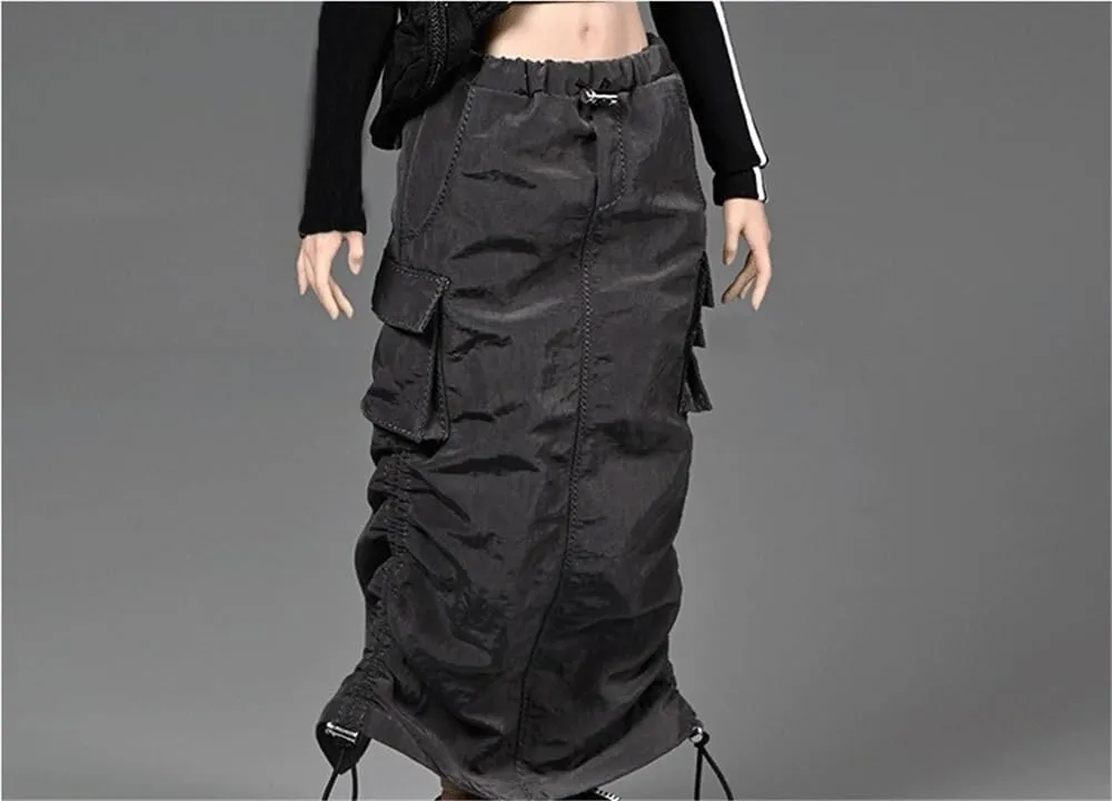 1/6 Scale Female Soldier Model Figure Doll Cargo Skirt Casual Long Skirt for 12 Inch Movable Doll Action Figure Accessories Doll(Gray)
