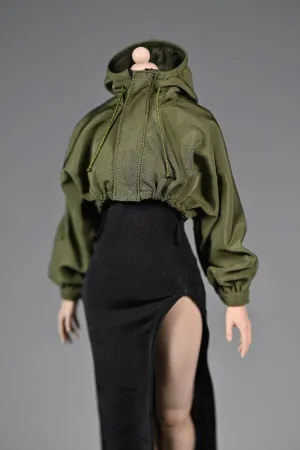 1/6 Scale Female Soldier Model Figure Doll Clothes Short Windbreaker Jacket for 12 Inch Movable Doll Action Figure, Doll Miniatures Accessories Doll(Green)