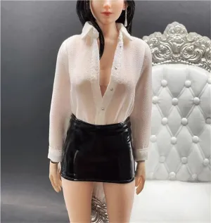 1/6 Scale Female Soldier Model Figure Doll Long Sleeved Shirt Jumpsuit Leather Short Skirt Clothes for 12 Inch Action Figure Doll Clothes Doll(White)