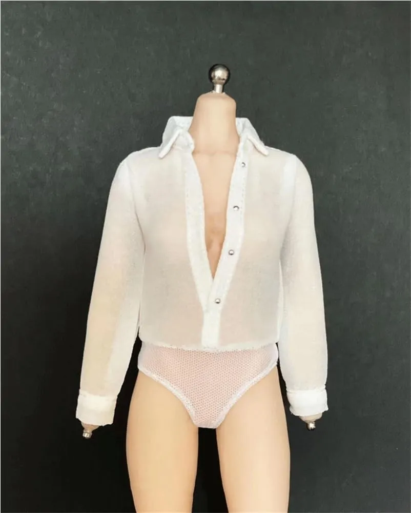 1/6 Scale Female Soldier Model Figure Doll Long Sleeved Shirt Jumpsuit Leather Short Skirt Clothes for 12 Inch Action Figure Doll Clothes Doll(White)