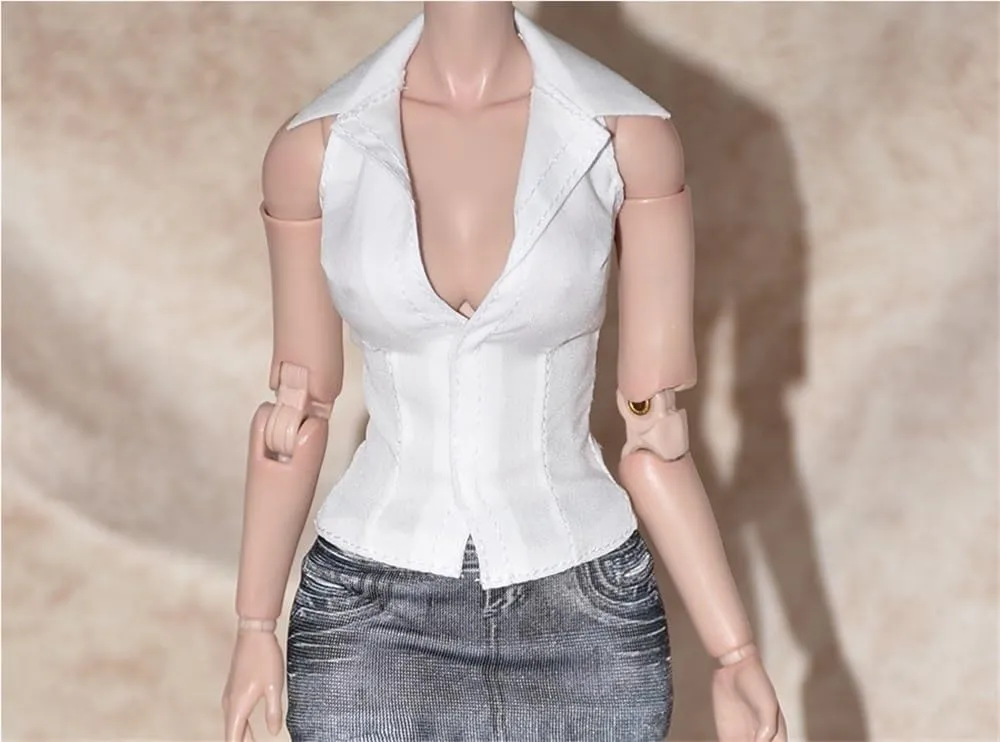 1/6 Scale Figure Doll Clothes, Sleeveless Vest V Neck Jacket, Clothing Costume for 12 inch Female Action Figure Accessories Doll