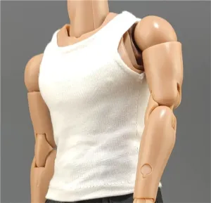 1/6 Scale Male,Figure Doll Clothes Sleeveless Casual Solid Loose Shirts for 12" Male Soldier Action Figure Doll(White)