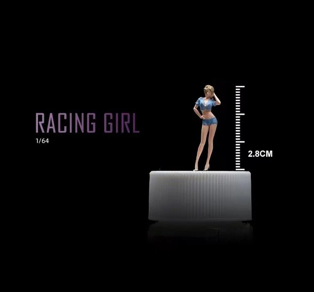1:64 Painted Figure Mini Model Miniature Car Scenes Resin Racing Girl Race Queen