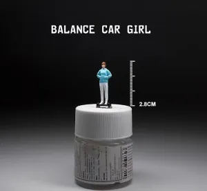1:64 Painted Figure Mini Model Miniature Car Scenes Resin Toy Balanced Car Girl