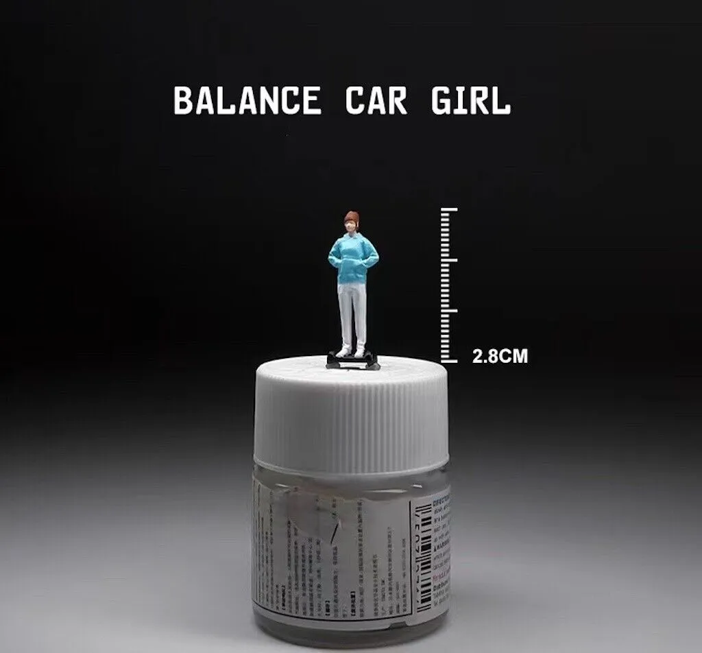1:64 Painted Figure Mini Model Miniature Car Scenes Resin Toy Balanced Car Girl