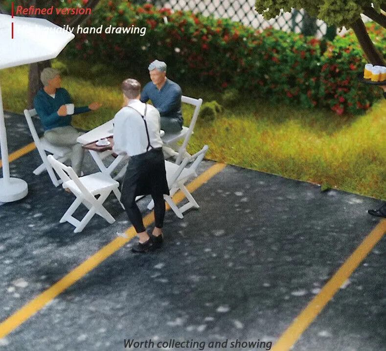 1:64 Painted Figure Mini Model Miniature Resin Diorama Cafe Restaurant Waiter